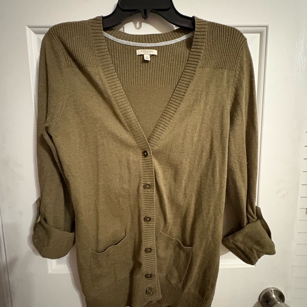 Sonoma Olive Button-Up Cardigan, size‎ Small